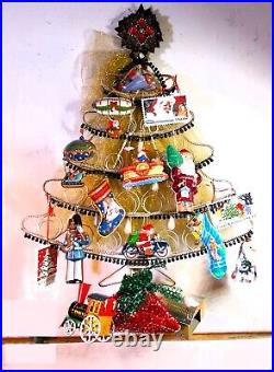 Vintage Christmas Tree of 15 Metal Dated Hallmark Ornaments 1980 to Now 24 Tree