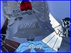 Vintage Christofle Paris Christmas Tree Ornament Silver Plate Angels 1995 NEW