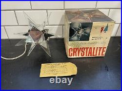 Vintage Crystalite Aluminum Lucite Atomic Star Christmas Tree Topper With Box