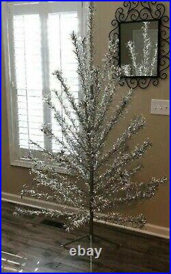 Vintage Duralite Aluminum Silver Mid Century Christmas Tree Minimalist 6 Foot