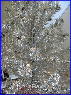 Vintage Duralite Pom Pom Silver Aluminum Christmas Tree 110+ Branches 6 1/2 Tall