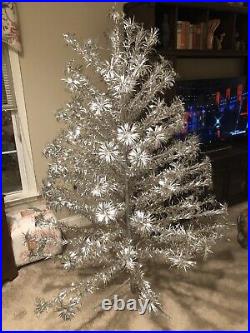 Vintage Duralite Silver 6 1/2 feet Aluminum Christmas Tree in Box W Color Wheel