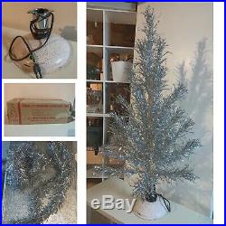 Vintage Evergleam 34 Branch Silver Aluminum 4 Ft Christmas Tree Rotating Base