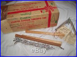 Vintage Evergleam 4 Ft Aluminum Silver Christmas Tree In Box Complete With Stand