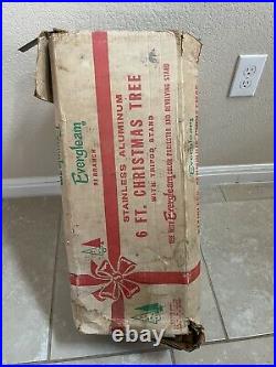 Vintage Evergleam 6 ft Feet Aluminum Christmas Tree Original Box With Stand