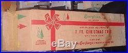 Vintage Evergleam 7 Ft 100 Branch Aluminum Silver Christmas Tree Box 2 Poles