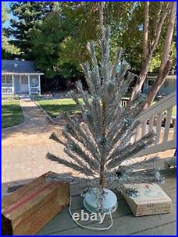 Vintage Evergleam Aluminum Christmas Tree 4Ft, Fountain Style, 55 Branches