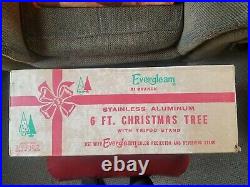 Vintage Evergleam Silver Aluminum Fountain Christmas Tree 6' Original Box Retro