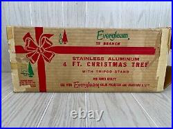 Vintage Evergleam Stainless Aluminum Christmas PomPom Tree 4 ft. 55 Branch