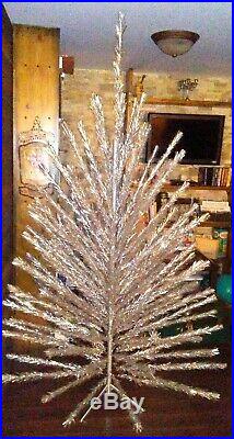 Vintage FAIRYLAND Aluminum Silver Christmas Tree 7 1/2 Foot with 121 Branches