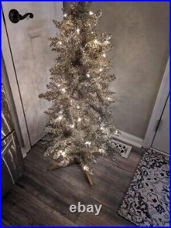 Vintage Gold and Silver 4 ft. Tinsel Christmas Tree
