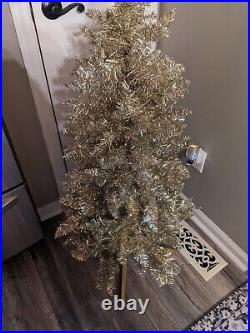 Vintage Gold and Silver 4 ft. Tinsel Christmas Tree