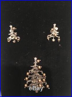 Vintage Guglielmo Cini Christmas Tree Earrings And Pin Brooch Parure