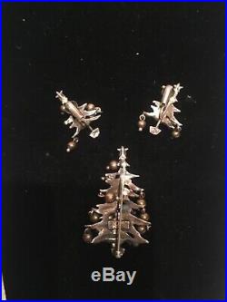 Vintage Guglielmo Cini Christmas Tree Earrings And Pin Brooch Parure