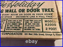 Vintage Hanging Wall Or Door Aluminum Christmas Tree K2000 In Original Box