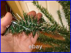 Vintage Haugh's silver/green vinyl tinsel 66 Christmas tree with box FREE SHIP
