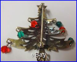 Vintage Jez Signed Sterling Silver Dangle Ornaments Christmas Tree Pin Brooch