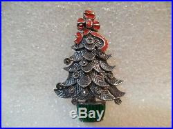 Vintage Judith Jack Sterling Silver Marcasite And Enamel Christmas Tree Brooch