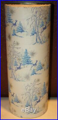 Vintage Large Roll, Christmas Paper, Blue And Silver Deer/Trees 10 Lbs. 175