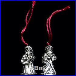Vintage Lot of 2 Different Santa Claus Sterling Silver Christmas Tree Ornaments