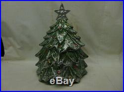 Vintage MC Coy Christmas Tree Cookie Jar With Silver Star And Trim 11 Tall