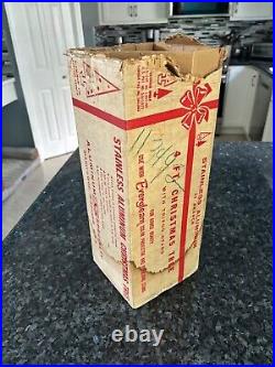 Vintage MCM Aluminum Christmas Tree 30 Branch 4Ft Original Box (Box Top Missing)