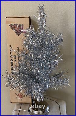 Vintage MCM Aluminum Christmas Tree, Musical Rotating Electric Jingle Bells 28