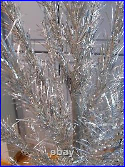 Vintage MCM Aluminum Tinsel Christmas Tree 6' Complete withBase 1960's RARE