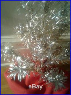 Vintage MCM modern 60's silver aluminum pom pom holiday christmas tree 24