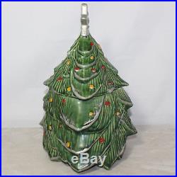Vintage McCoy USA Pottery Christmas Tree Cookie Jar with Silver Star and Trim