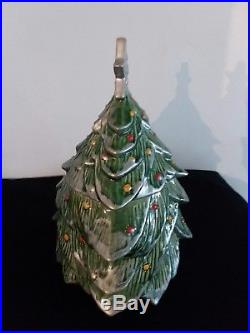 Vintage McCoy USA Pottery Christmas Tree Cookie Jar with Silver Star and Trim