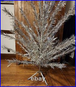 Vintage Mid-Century Silver Aluminum 6 Ft Christmas Tree