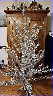 Vintage Mid-Century Silver Aluminum 6 Ft Christmas Tree