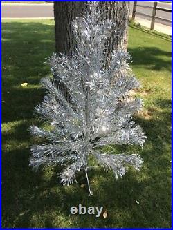 Vintage Mid-century Modern 4 Ft. Aluminum Silver Pom-pom Christmas Tree