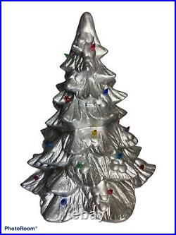 Vintage Mold Porcelain Custom Silver Multi Color Bulb Christmas Tree Union Sign
