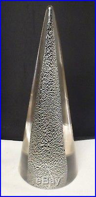 Vintage Murano Christmas Tree 9 3/4 tall excellent SILVER fleck ON BLK