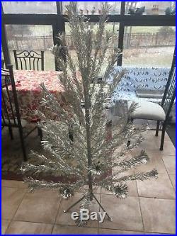 Vintage Peco 5 ft. 10 in. Silver Aluminum Christmas Tree Model 1622 46 branches