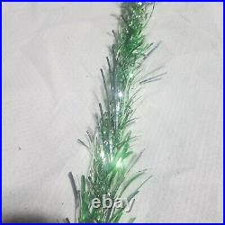 Vintage Peco Deluxe 6Ft 8 In Christmas Pine Tree Green & Silver Aluminum Pom Pom