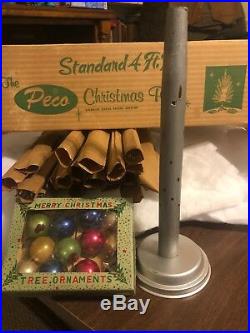 Vintage Peco Pom Aluminum Silver Xmas Tree 4ft with Stand & Original Box C-pics