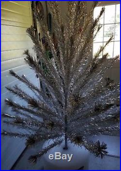 Vintage Peco Silver Sparkling Aluminum Christmas Tree 7 Feet 151 Branches