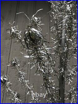 Vintage Peco Silver Stainless Metal Pom Pom Model 41622 6 ft. Christmas Tree