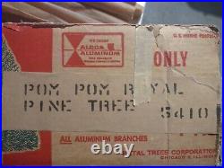 Vintage Rare 4 1/2' Silver Aluminum Pom-Pom Christmas Tree Mid-Century