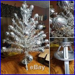 Vintage Retro Alcoa Aluminum 4' Silver Christmas Tree with original stand