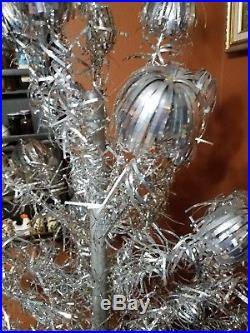 Vintage Retro Alcoa Aluminum 4' Silver Christmas Tree with original stand