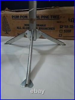 Vintage Royal Aluminum 3 ft. Pom Pom Christmas Tree Comes In Original Box HMJ