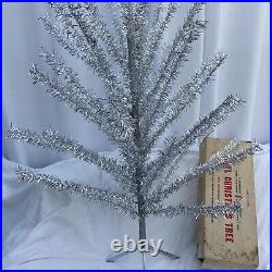 Vintage SILVER CHRISTMAS TREE with Stand & Box 6' Feet Made In Canada COMPLETE