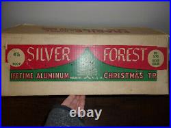 Vintage SILVER FOREST 4 1/2' Aluminum Christmas Tree, NEVER USED, withBox
