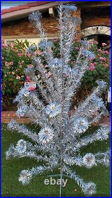 Vintage Sapphire by Regal 6' ft Stainless Silver Aluminum Christmas Tree PomPom