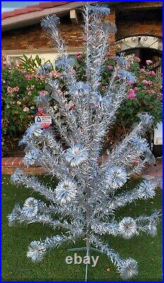Vintage Sapphire by Regal 6' ft Stainless Silver Aluminum Christmas Tree PomPom