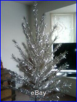 Vintage Silver Aluminum Christmas tree 6 1/2 ft. Great Shape for it's age